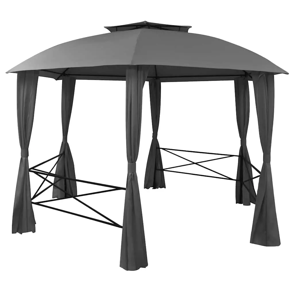 Hexagonal Garden Gazebo Pavilion Tent Polyester 360 x 265 cm Anthracite
