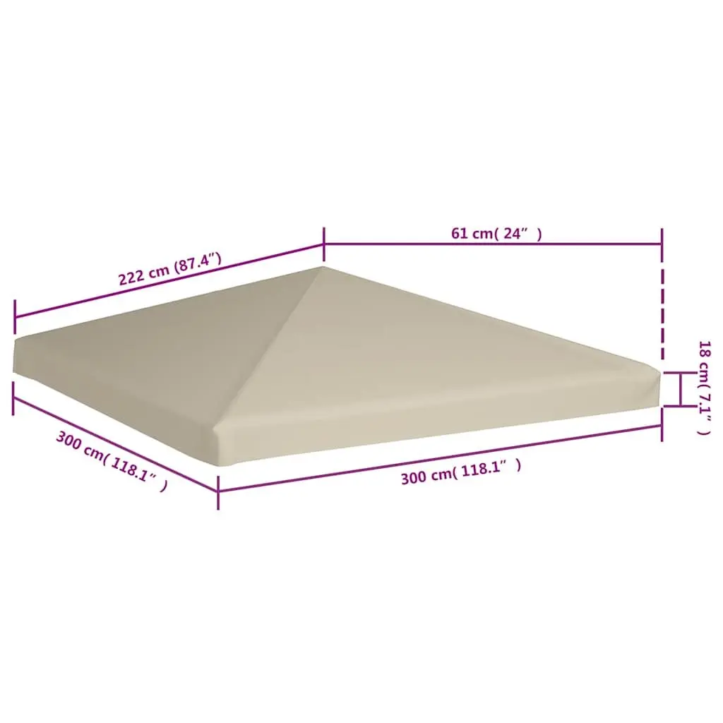Gazebo Top Cover Polyester 3x3 m Beige Outdoor Canopy Replacement Sunshade Roof Panel