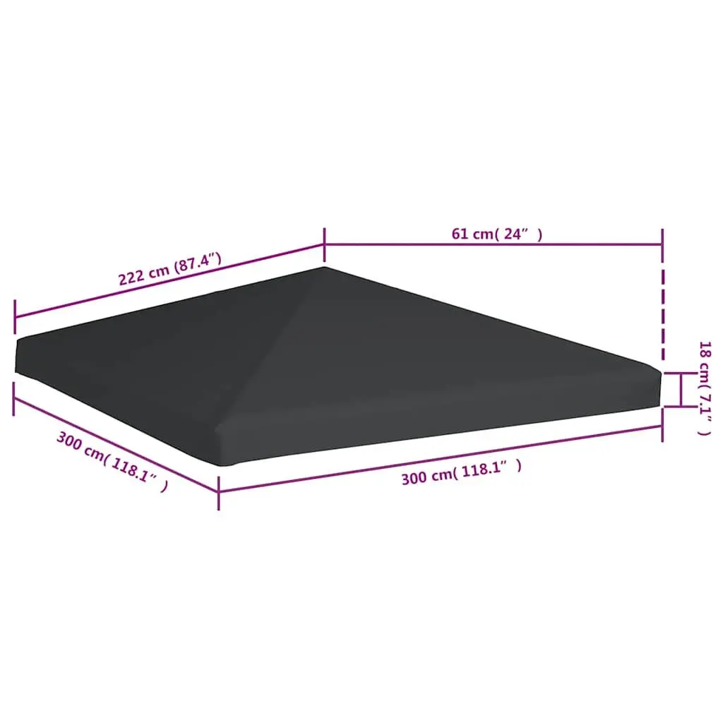 Gazebo Top Cover Polyester 3x3m Grey Waterproof Canopy Roof Replacement