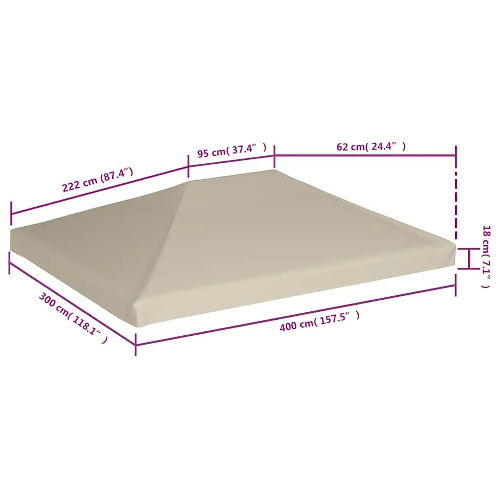 Gazebo Top Cover PVC-coated Fabric 4x3 m Beige