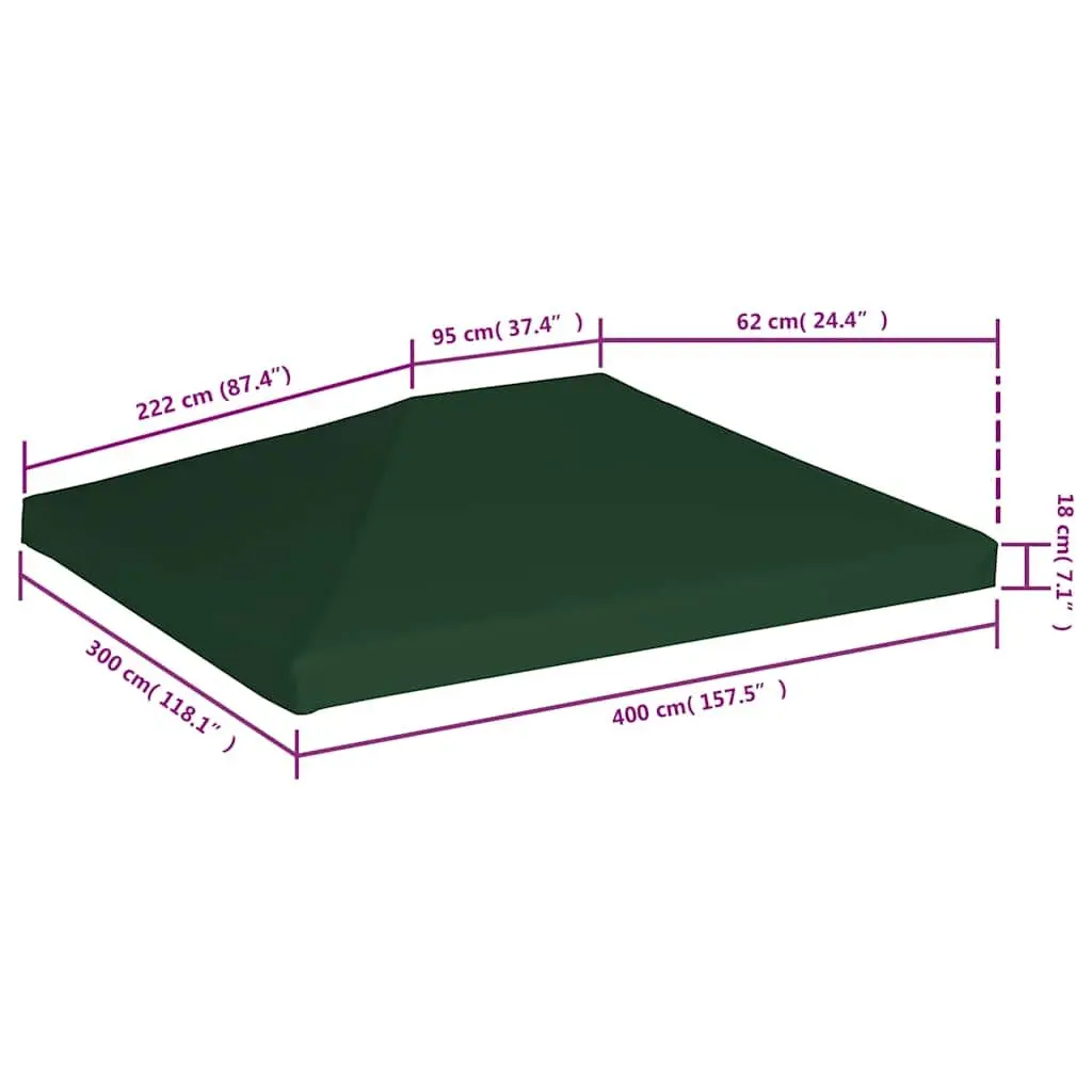 Green Polyester Gazebo Replacement Canopy Cover