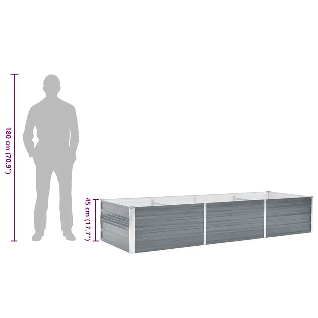 Garden Raised Bed Planter Box Galvanised Steel 240 x 80 x 45 cm Grey