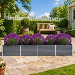 Premium Metal Garden Planter Box Grey 320x80x45cm