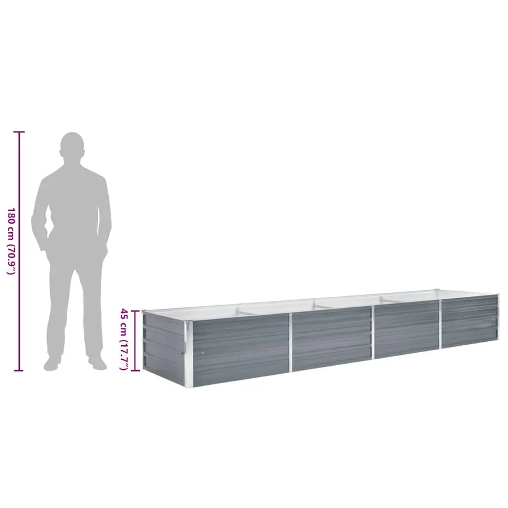 Raised Garden Bed Planter Box Galvanised Steel 320x80x45cm Grey