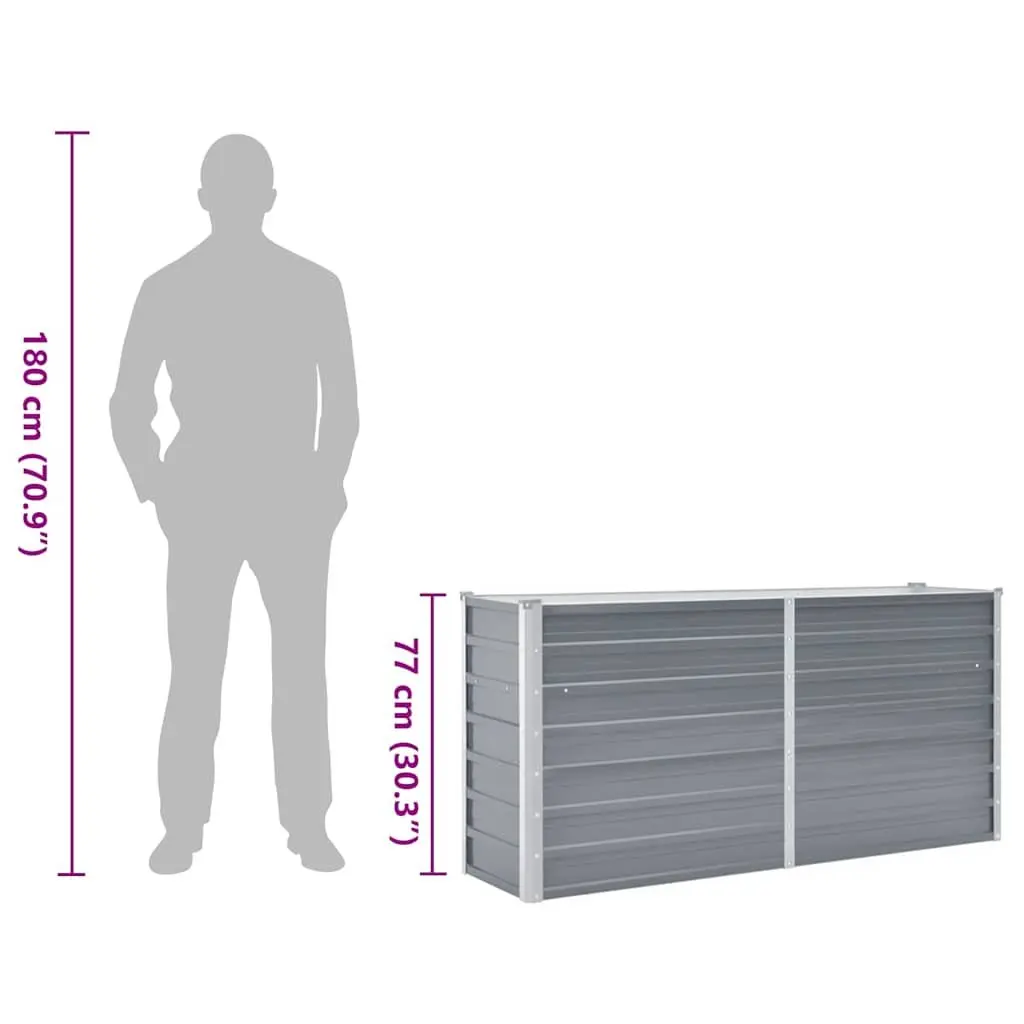 Raised Garden Bed Galvanised Steel 160x40x77cm Grey Outdoor Planter Box