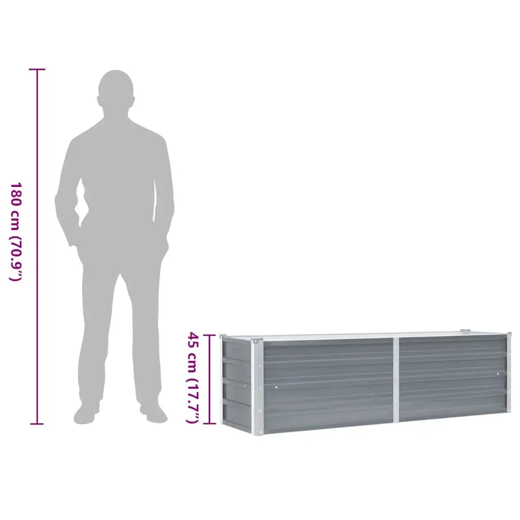 Raised Garden Bed Galvanised Steel 160x40x45cm Grey