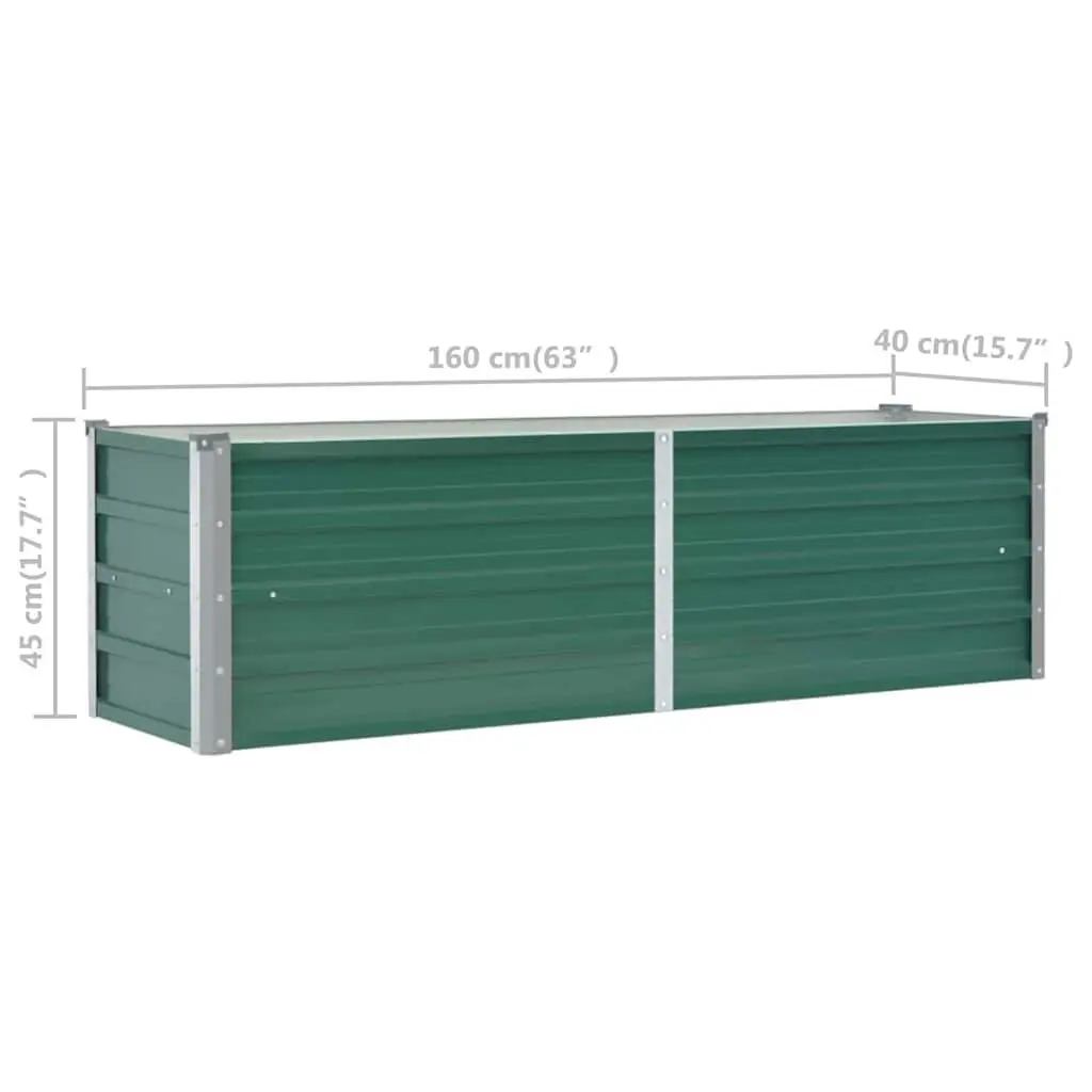 Raised Garden Bed Metal 160 x 40 x 45 cm Green