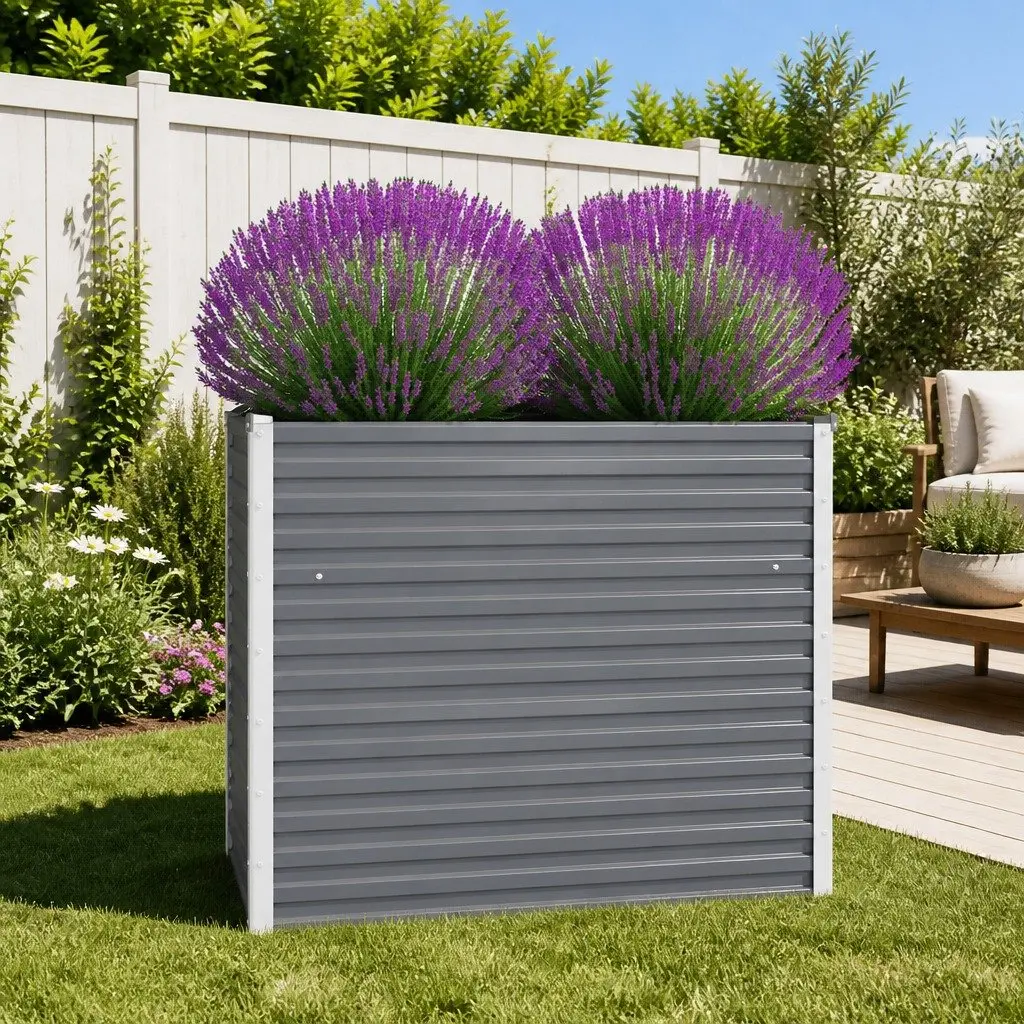 Raised Garden Bed Galvanised Steel 100x40x77cm Grey
