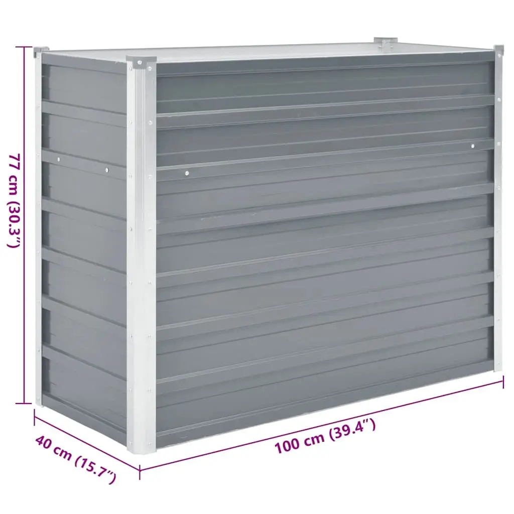 Raised Garden Bed Galvanised Steel 100x40x77cm Grey
