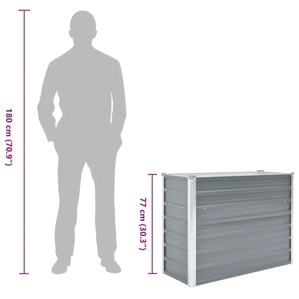 Raised Garden Bed Galvanised Steel 100x40x77cm Grey