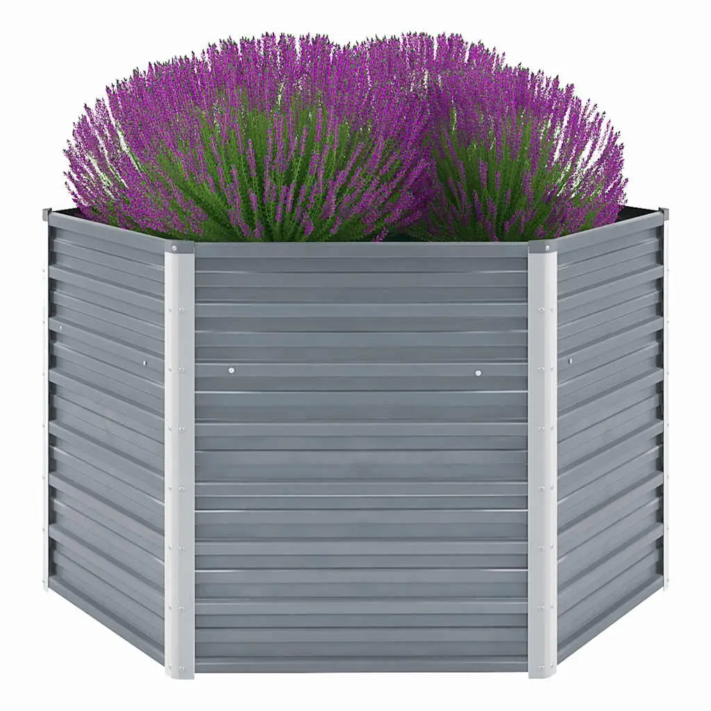 Square Raised Garden Bed Galvanised Steel 129x129x77 cm Grey