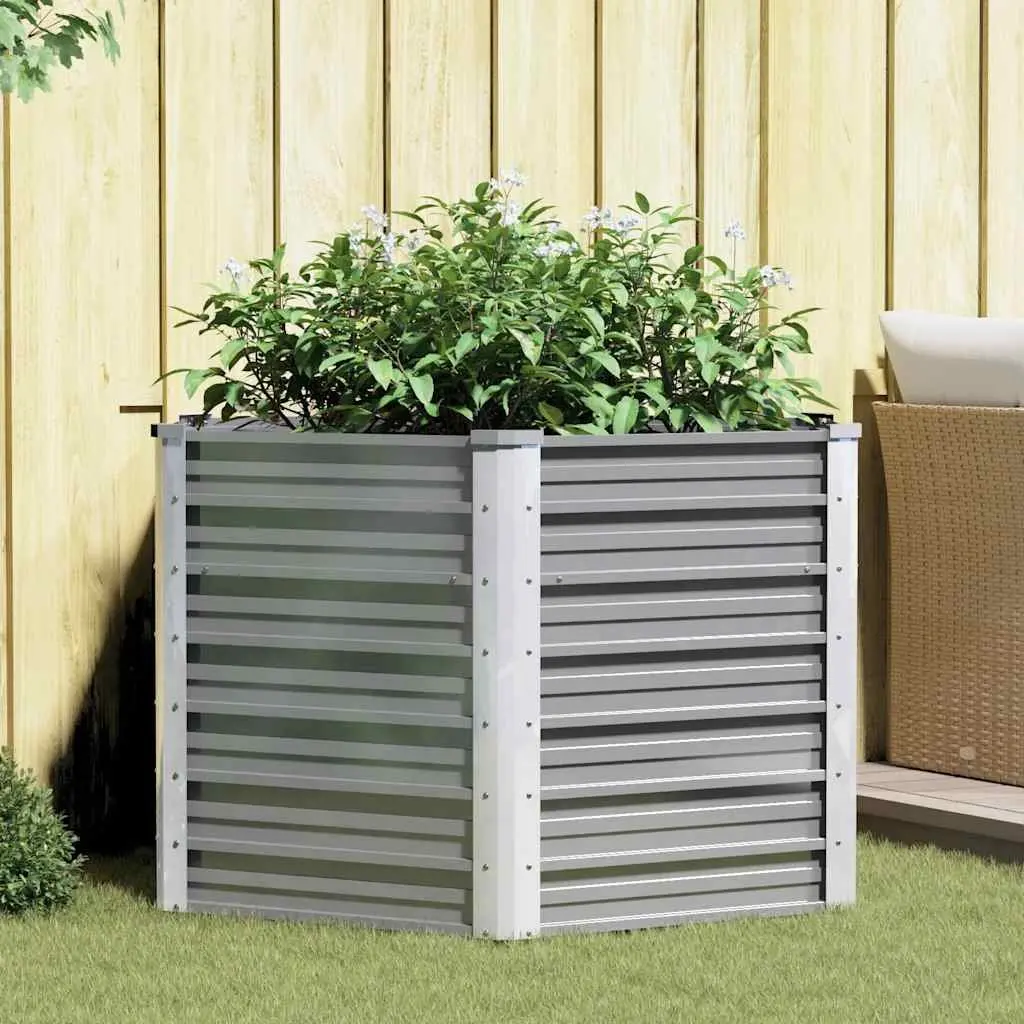 Square Raised Garden Bed Galvanised Steel 129x129x77 cm Grey