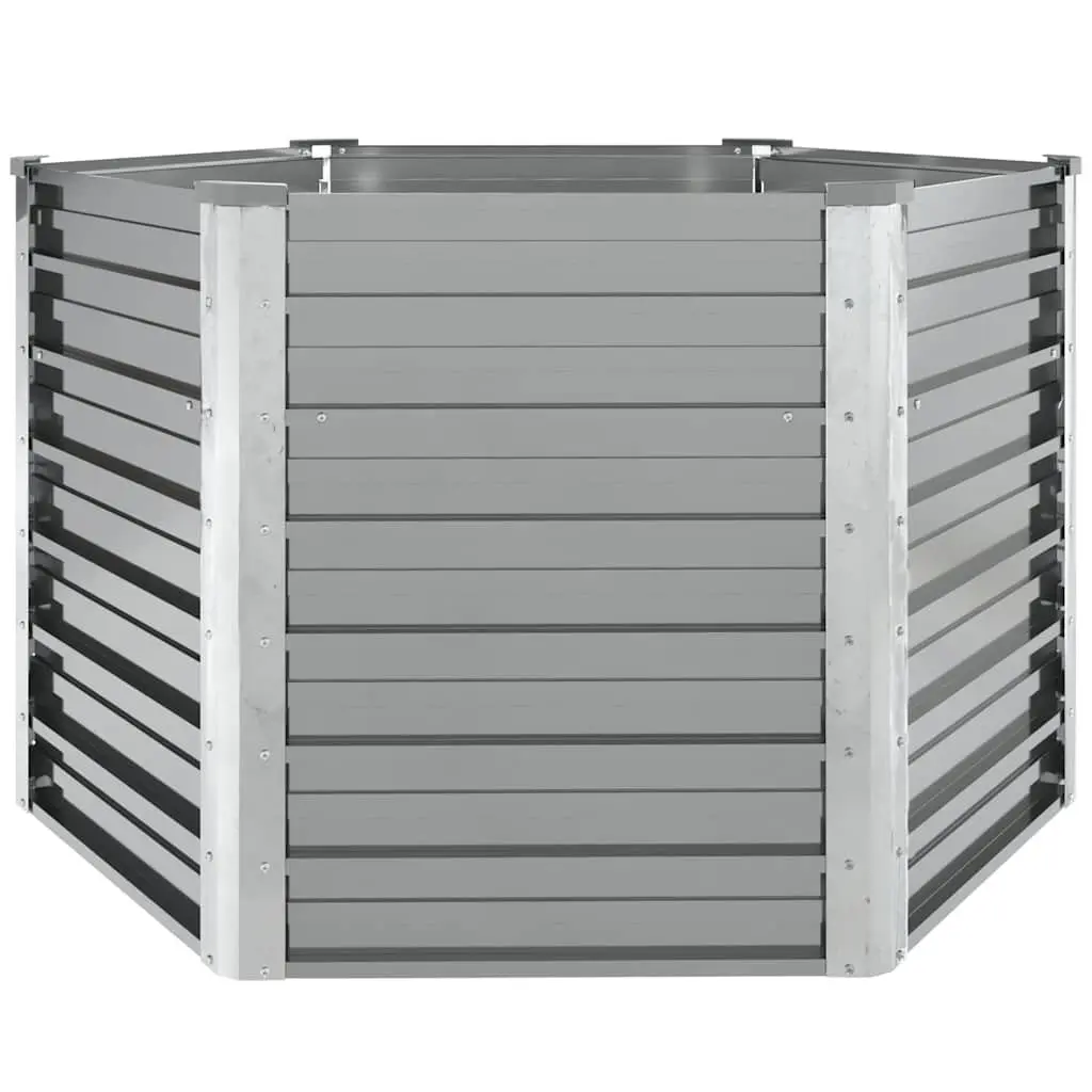 Square Raised Garden Bed Galvanised Steel 129x129x77 cm Grey