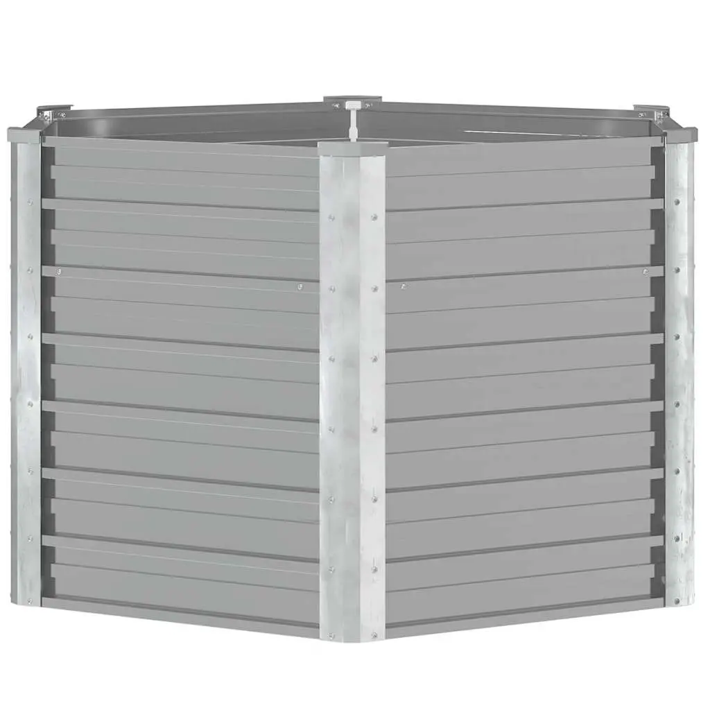 Square Raised Garden Bed Galvanised Steel 129x129x77 cm Grey
