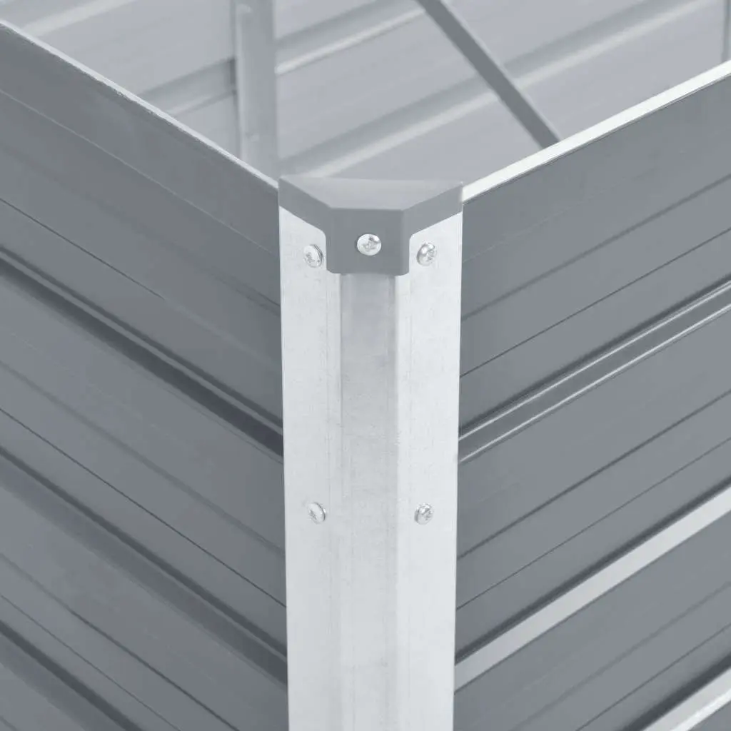 Square Raised Garden Bed Galvanised Steel 129x129x77 cm Grey