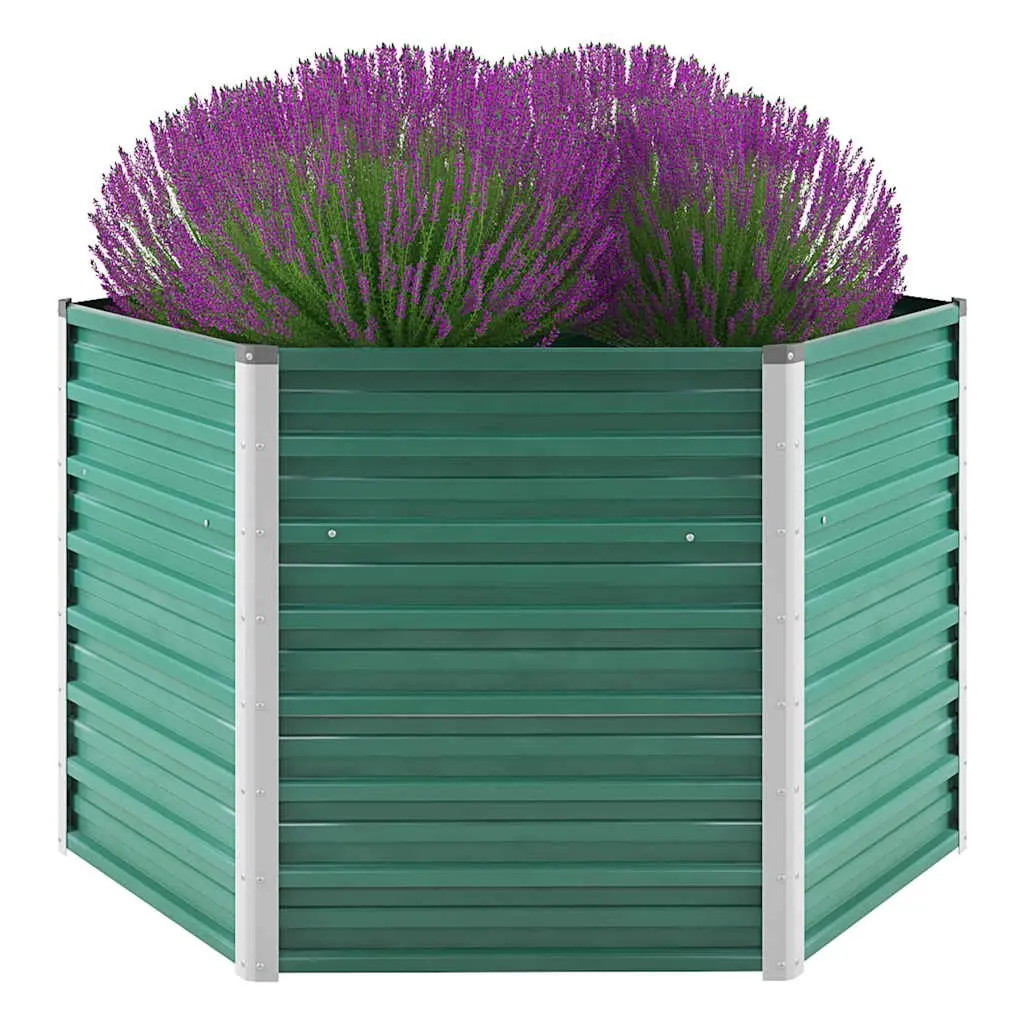 Raised Bed Planter Box Galvanised Steel 129 x 129 x 77 cm Green