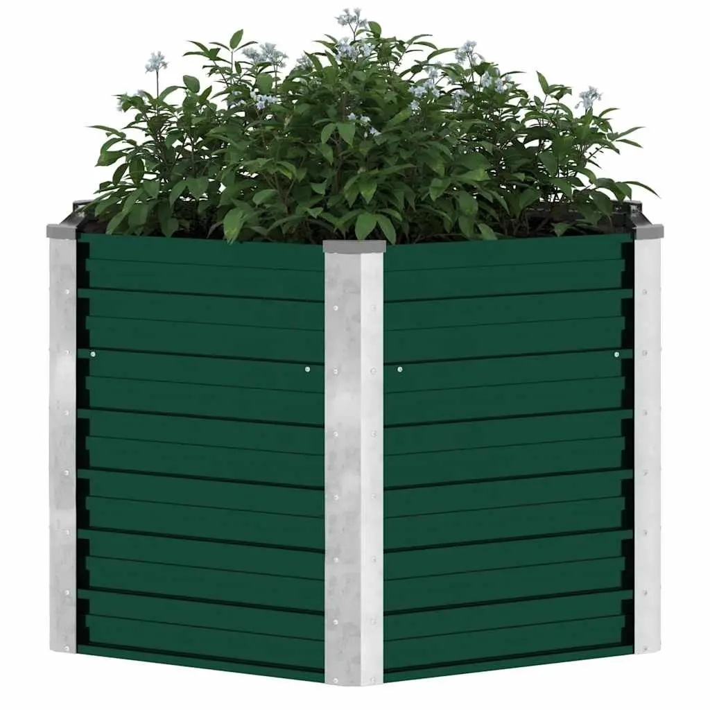 Raised Bed Planter Box Galvanised Steel 129 x 129 x 77 cm Green