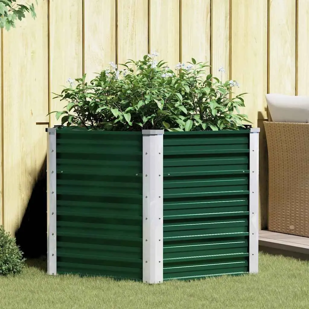 Raised Bed Planter Box Galvanised Steel 129 x 129 x 77 cm Green