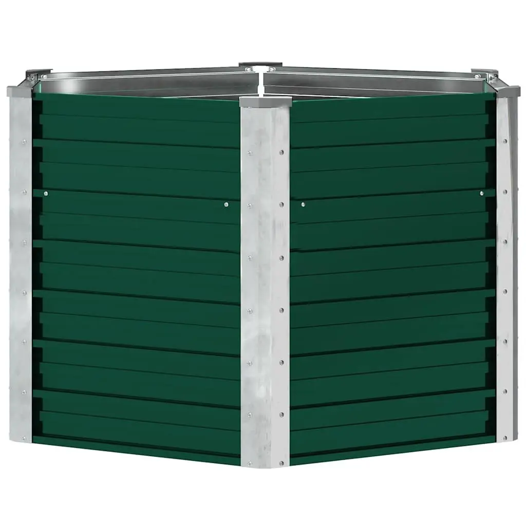 Raised Bed Planter Box Galvanised Steel 129 x 129 x 77 cm Green