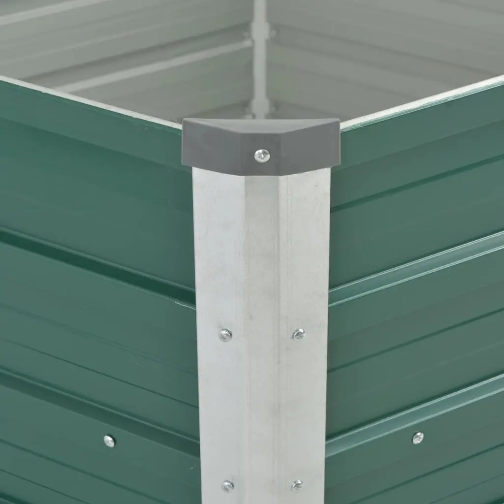 Raised Bed Planter Box Galvanised Steel 129 x 129 x 77 cm Green