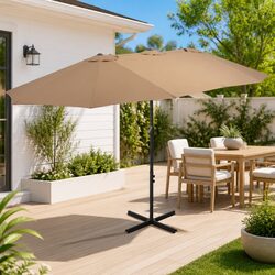 Sturdy Large Garden Parasol 460x270 cm Outdoor Sunshade