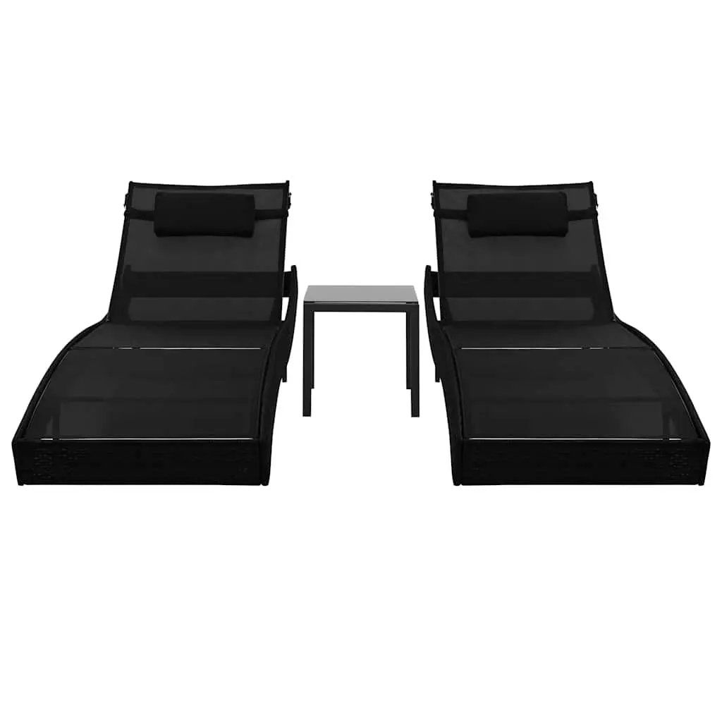 2-Piece Sun Loungers Set with Side Table