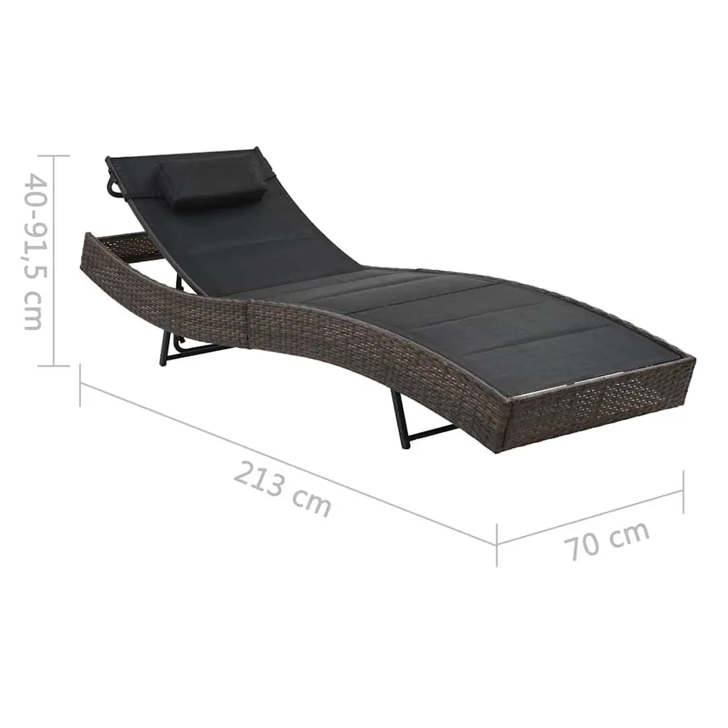 Poly Rattan Sun Lounger with Adjustable Backrest