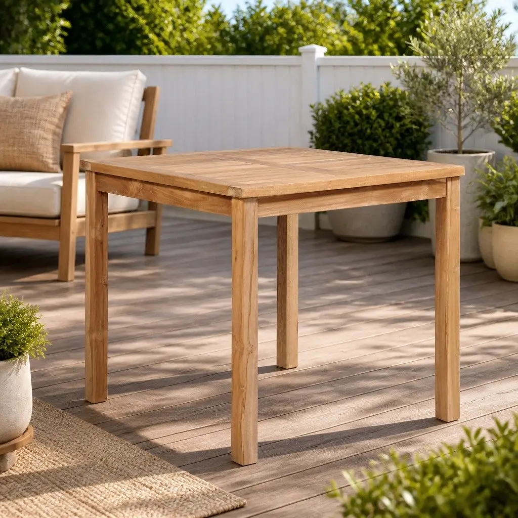 Solid Teak Wood Garden Dining Table 80x80x77 cm