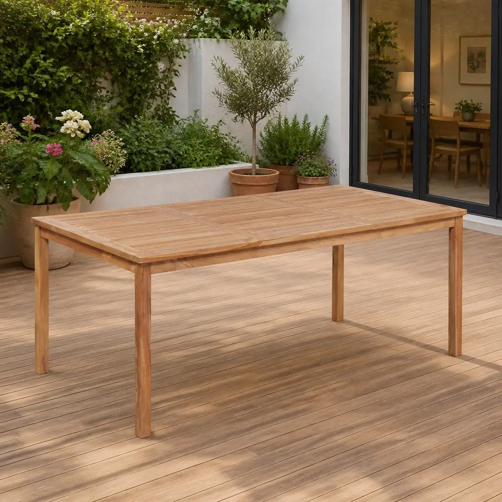 200x100x77cm Solid Teak Wood Dining Table