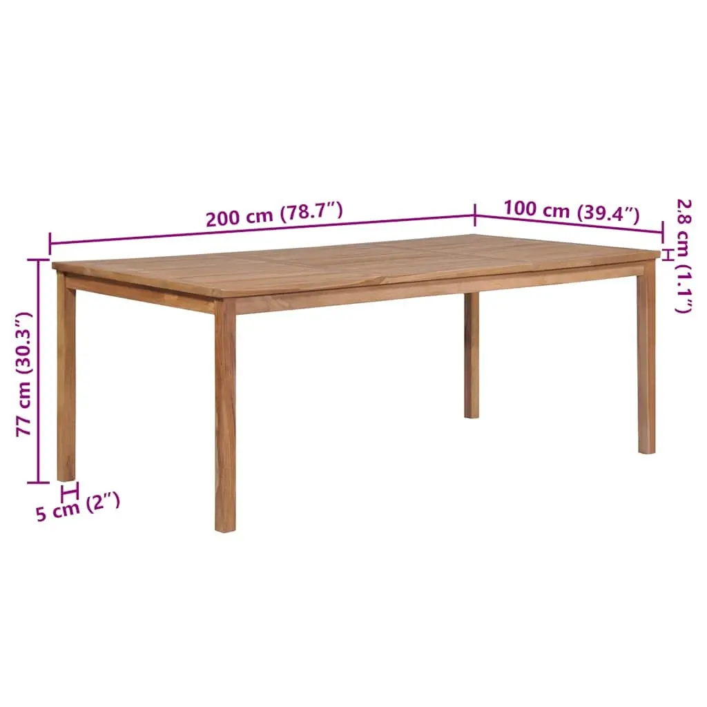 200x100x77cm Solid Teak Wood Dining Table