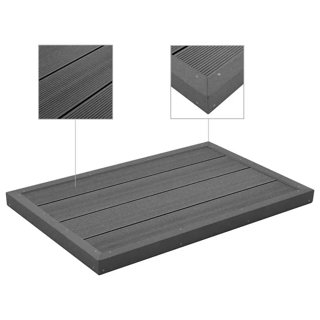 WPC Floor Element Grey Outdoor Pool Ladder Base Solar Shower Non-slip