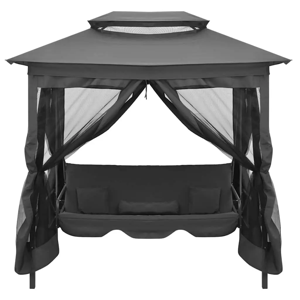 Outdoor Swing Bench Canopy Bed Anthracite Steel