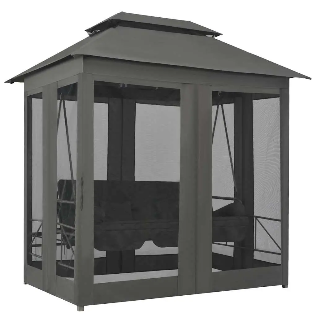 Outdoor Swing Bench Canopy Bed Anthracite Steel