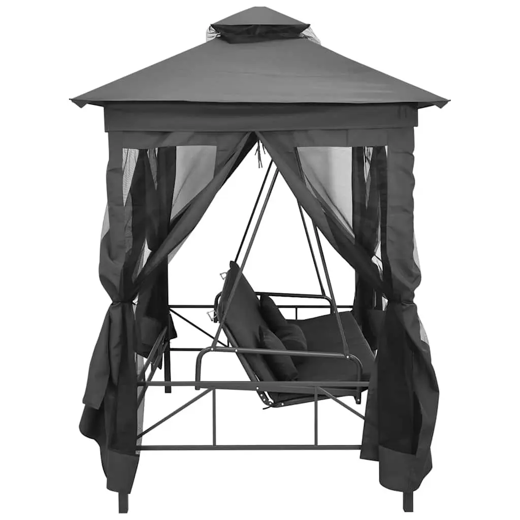 Outdoor Swing Bench Canopy Bed Anthracite Steel