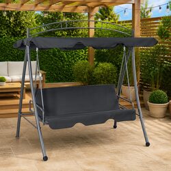 Durable Outdoor Swing Bench with Convertible Canopy