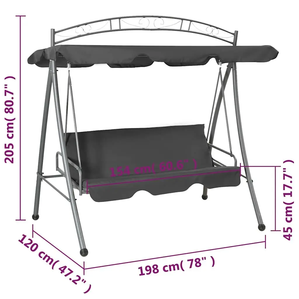 Outdoor Swing Bench with Convertible Canopy