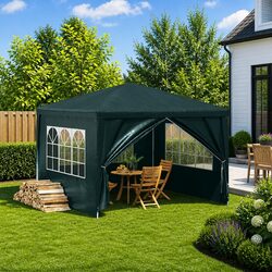 Sturdy 3x3m Green Party Tent with Side Panels and Door
