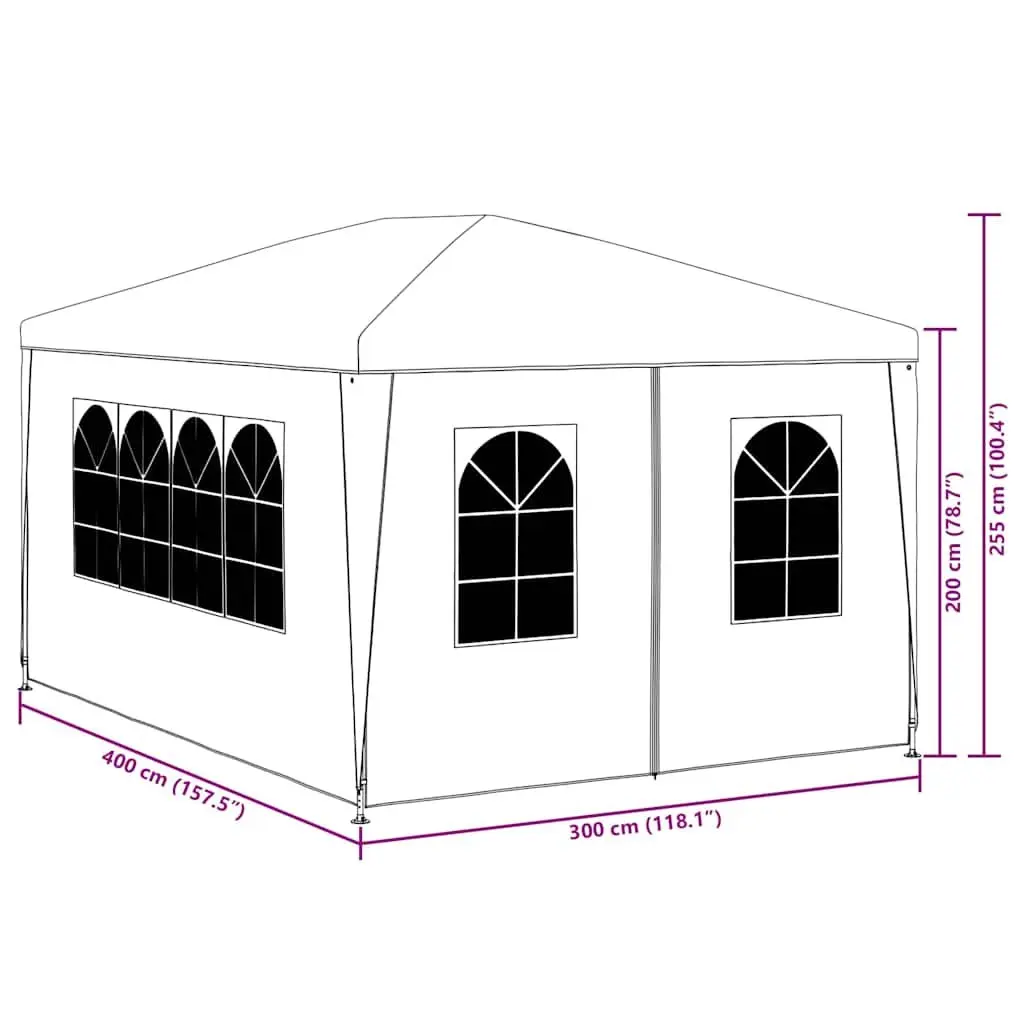 3x4 m Outdoor Party Tent with Side Panels