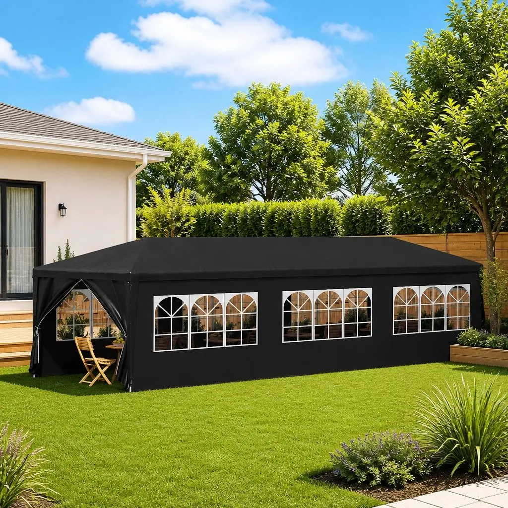3x9m Outdoor Gazebo with Side Panels