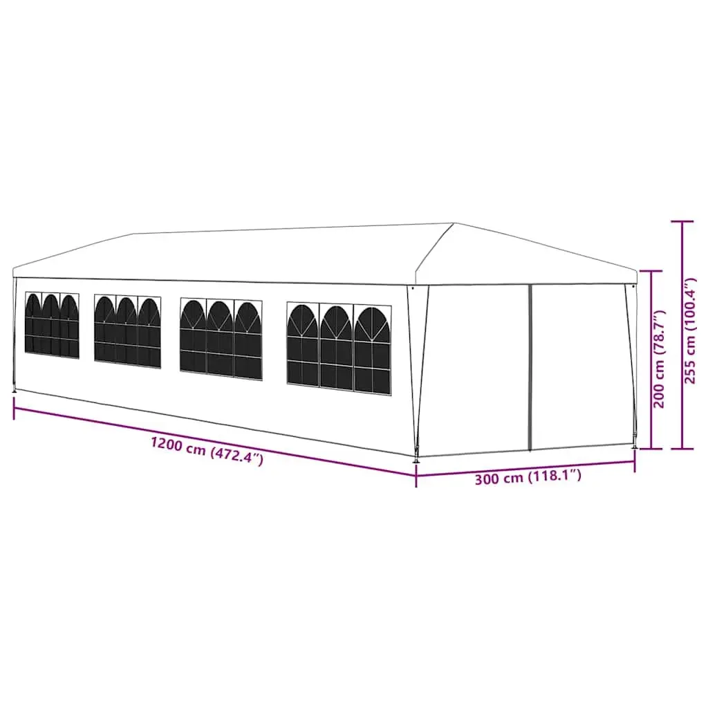 Outdoor Party Tent 3x12 m with Side Panels