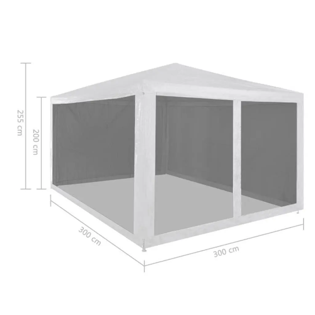 Party Tent PE 3x3m White with Mesh Sidewalls