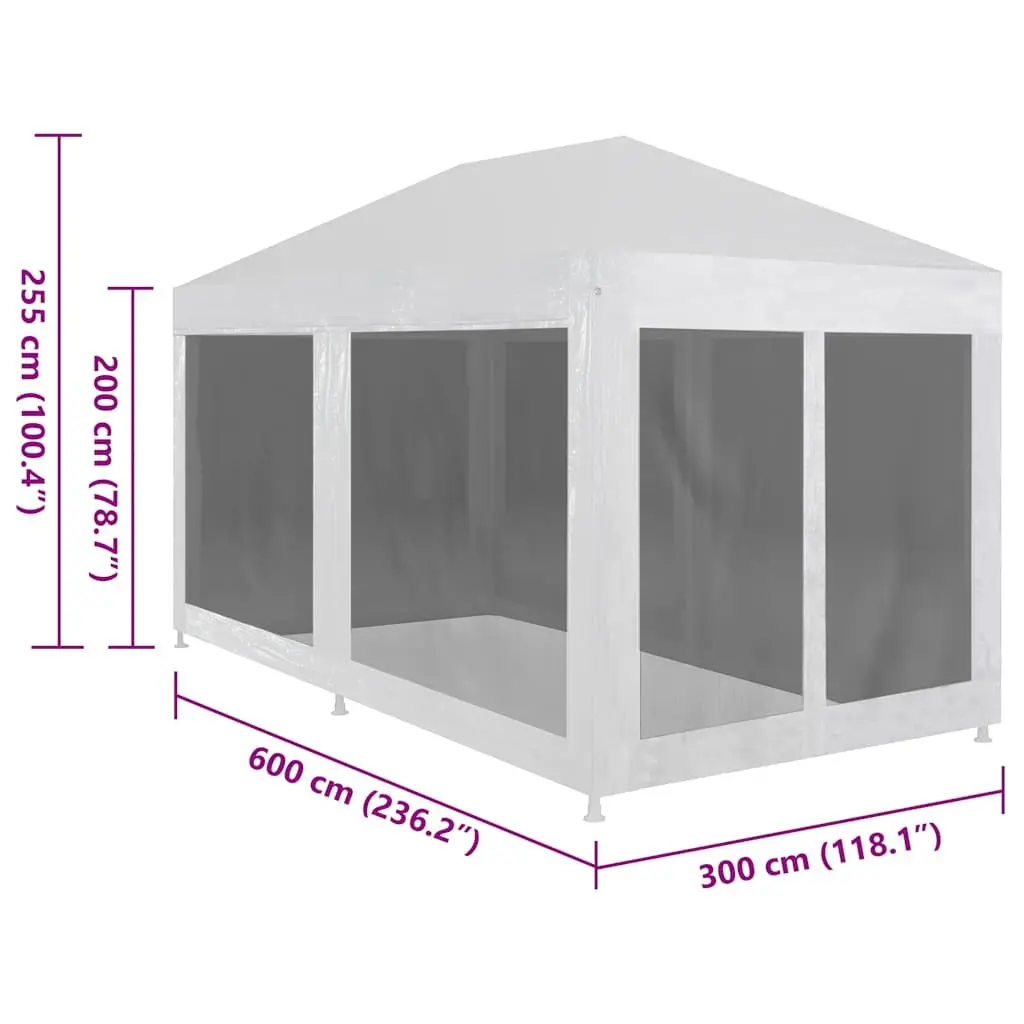 Party Tent 6x3 m with Mesh Sidewalls