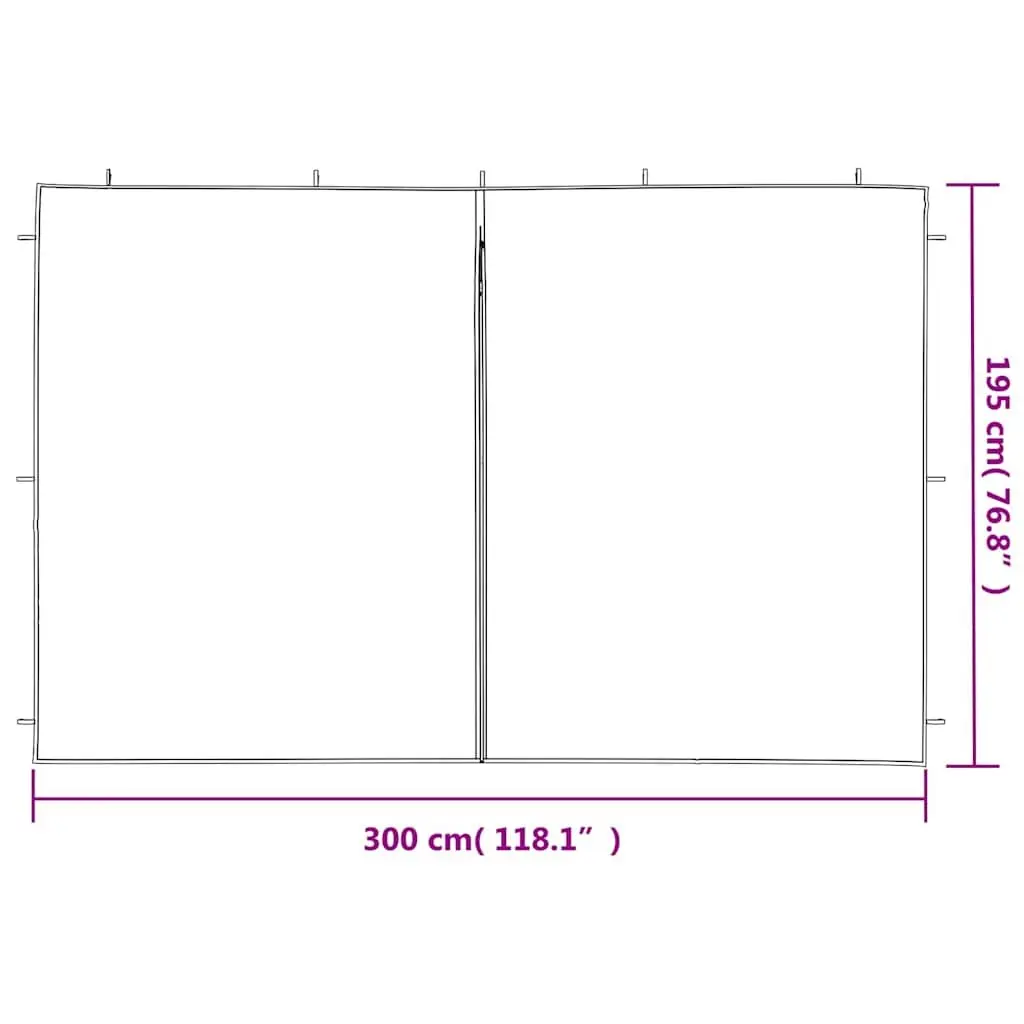 Party Tent Sidewall 2 Pieces with Zipper PE Anthracite Outdoor Canopy Panel