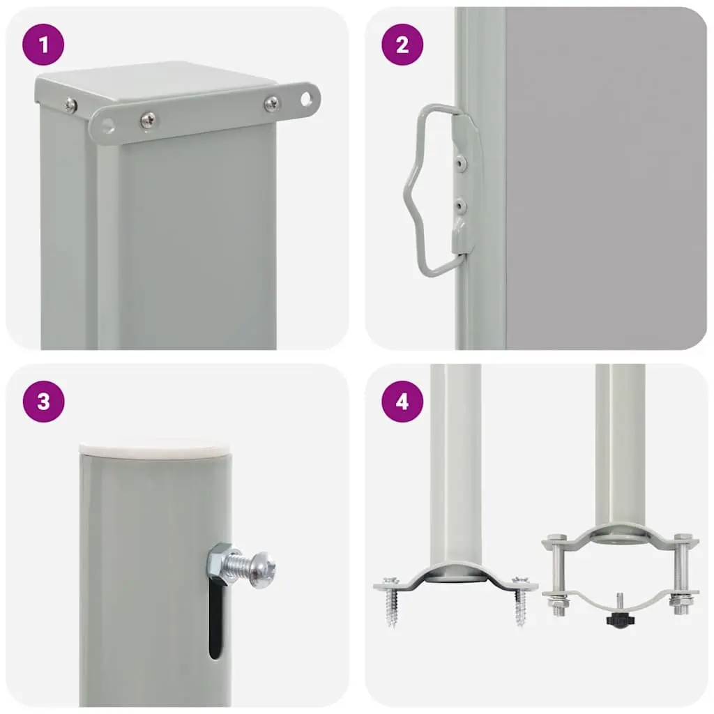 Grey Retractable Side Awning 100 x 300 cm
