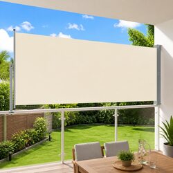 Premium Cream Retractable Side Awning 140 x 300 cm