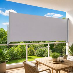 Durable Retractable Side Awning 140 x 300 cm in Grey