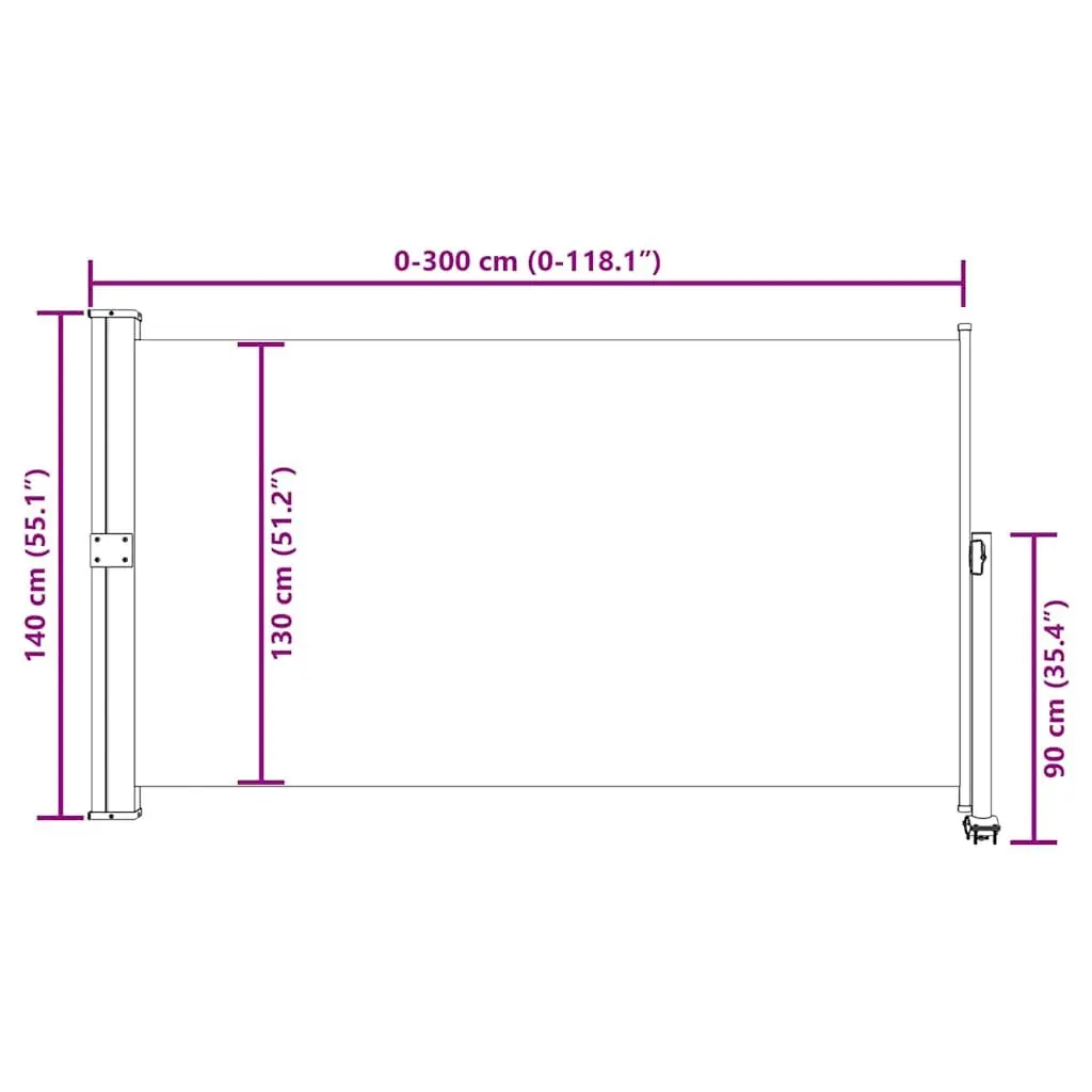 Retractable Side Awning 140 x 300 cm in Grey