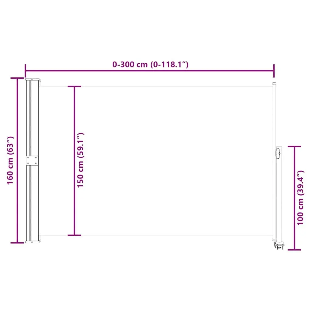 Retractable Side Awning Polyester 160 x 300 cm Cream