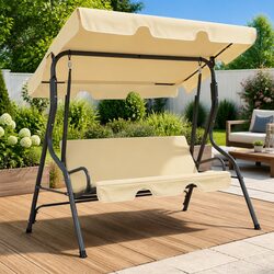 Garden Swing Bench White Outdoor Patio Canopy Seat Recliner Shade Hammock Chair