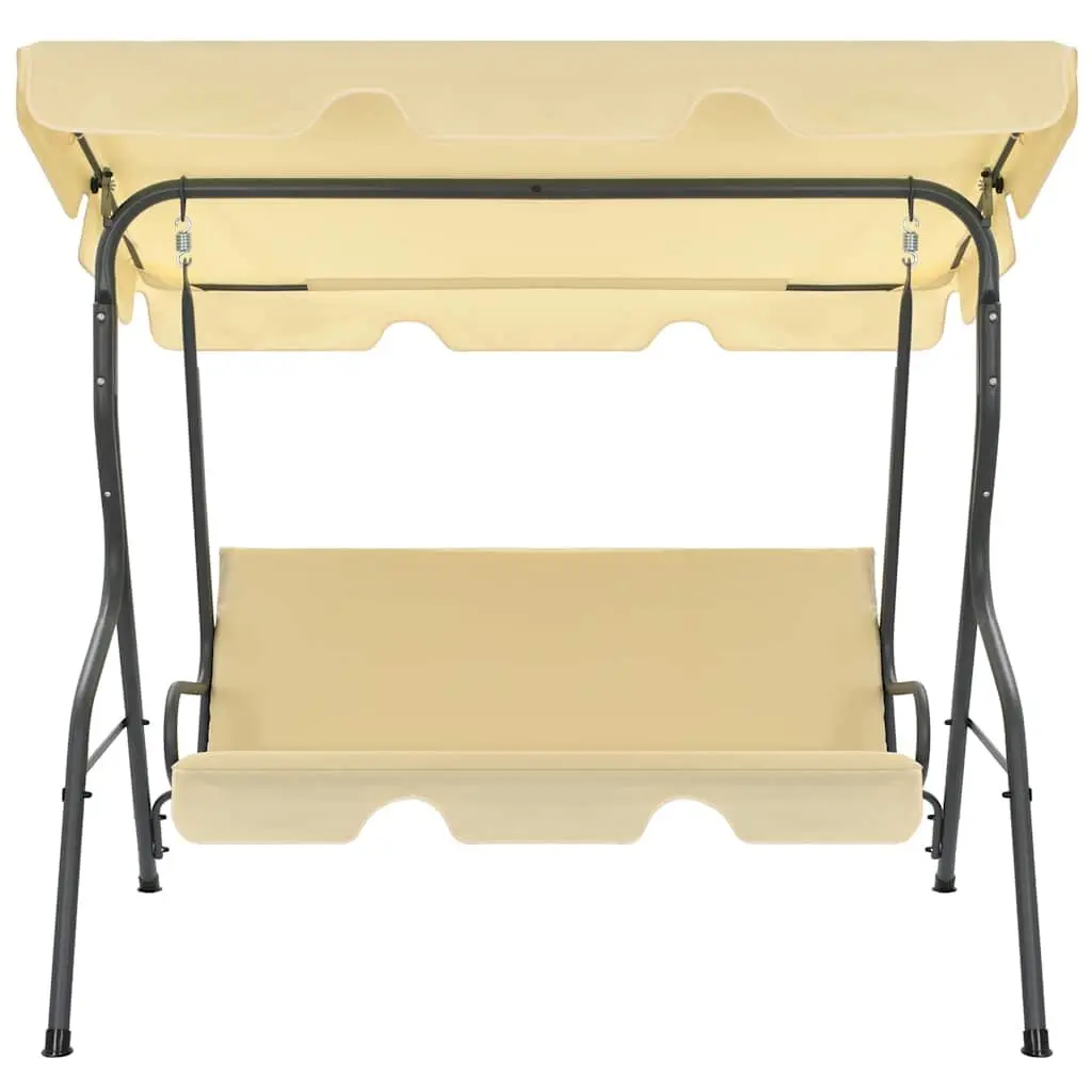 White Garden Swing Bench with Canopy Shade